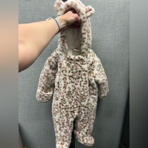 First wish animal print bunting infant baby girl size 6-9 months pajamas